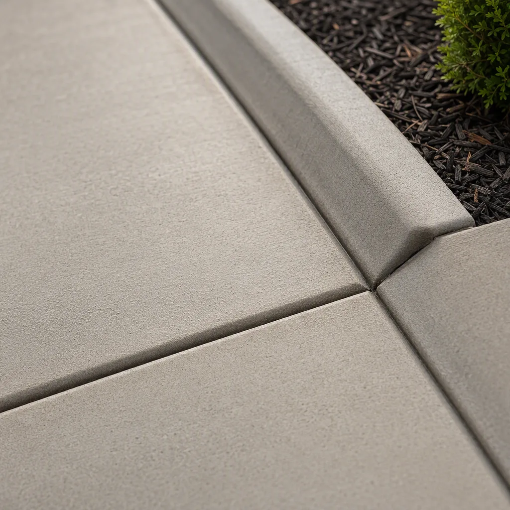 A tight detail of finished concrete work that came out well — clean, precise, shallow depth of field